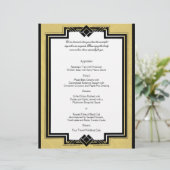 Black White Gold Art Deco Lijst Wedding Menu (Staand voorkant)