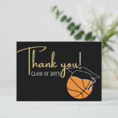 Black White Gold Basketball Afstuderen ball pet Bedankkaart (Staand voorkant)