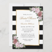 Black White Gold Blush Pink Floral Vrijgezellenfee Kaart (Voorkant)