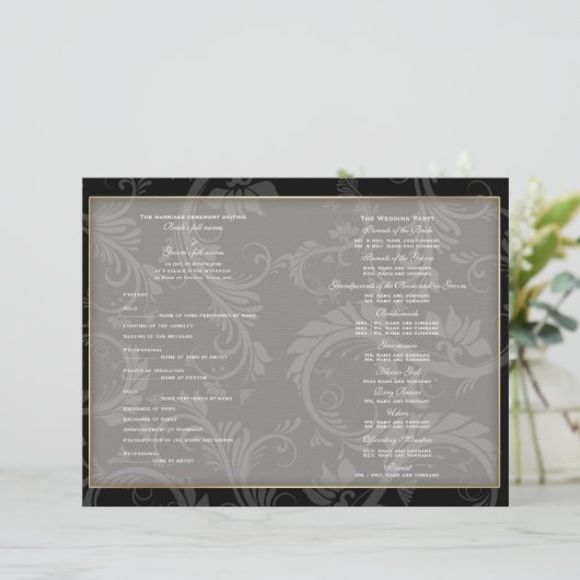 Black white gold "bruiloft" bruiloft (Staand voorkant)