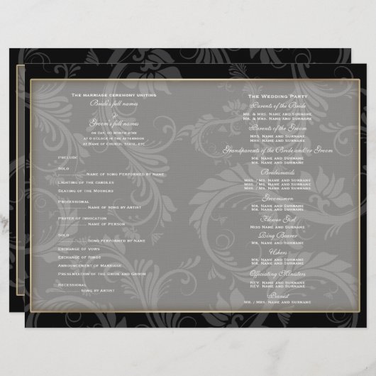 Black white gold "bruiloft" bruiloft (Voorkant / Achterkant)