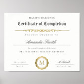 Black White Gold Certificate of Completion Award Poster (Voorkant)