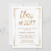 Black White Gold Class of 2022 Graduation Party Kaart (Voorkant)