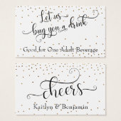 Black White Gold Confetti Typography Drink Tickets Visitekaartje (Voorkant /achterkant)