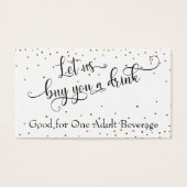 Black White Gold Confetti Typography Drink Tickets Visitekaartje (Voorkant)