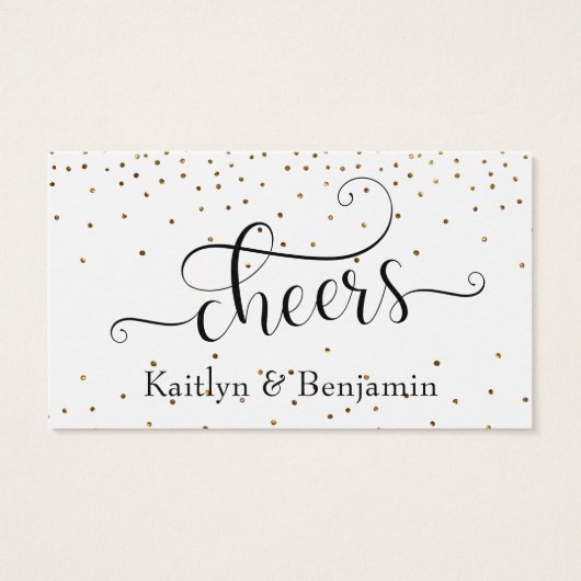 Black White Gold Confetti Typography Drink Tickets Visitekaartje (Achterkant)