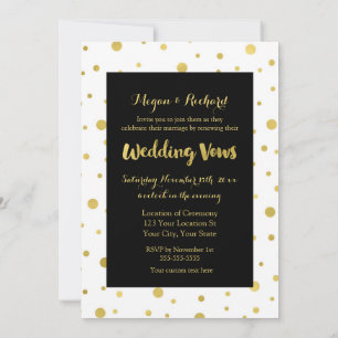 Black White Gold Confetti Vow Renewal Uitnodiging