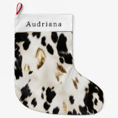 Black White Gold Cowhide Christmas Grote Kerstsok (Voorkant)