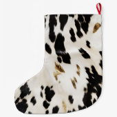 Black White Gold Cowhide Christmas Grote Kerstsok (Achterkant)