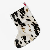 Black White Gold Cowhide Christmas Grote Kerstsok (Achterkant (Hangend))