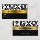 Black White Gold Damask Visitekaartje (Voorkant / Achterkant)