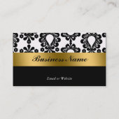 Black White Gold Damask Visitekaartje (Achterkant)