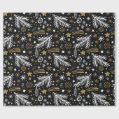 Black white Gold dole PINE en sterren CHRISTMAS Cadeaupapier (Vlak)