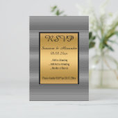 Black White Gold dubbelzijdig RSVP Kaart (Staand voorkant)