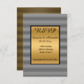 Black White Gold dubbelzijdig RSVP Kaart (Voorkant / Achterkant)