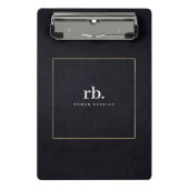 Black White Gold Fabric Effect Elegant Monogram Mini Klembord (Voorkant)