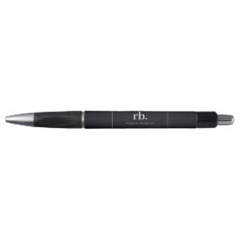 Black White Gold Fabric Effect Elegant Monogram Pen