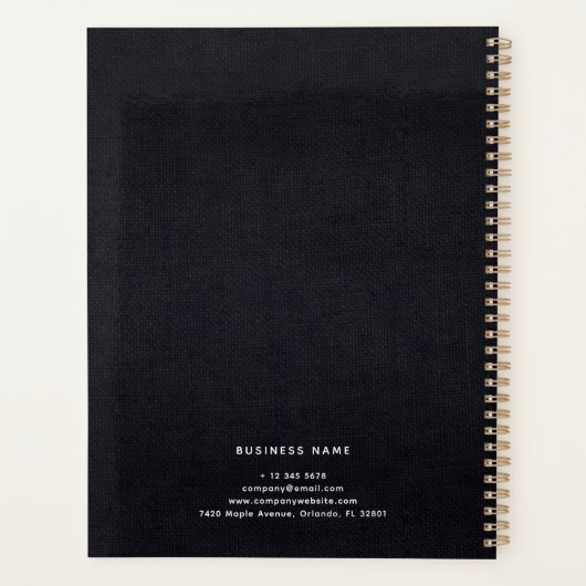 Black White Gold Fabric Effect Elegant Monogram Planner (Achterkant)