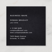 Black White Gold Fabric Effect Elegant Monogram Vierkante Visitekaartje (Achterkant)