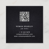 Black White Gold Fabric Effect Elegant QR Code Vierkante Visitekaartje (Achterkant)