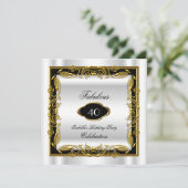 Black White Gold Fabulous 40th Elegant Birthday Kaart (Staand voorkant)