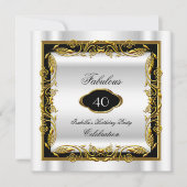 Black White Gold Fabulous 40th Elegant Birthday Kaart (Voorkant)