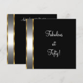 Black White Gold Fabulous 50e verjaardag Kaart (Voorkant / Achterkant)