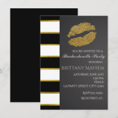 Black White & Gold Faux Shimmer Lips Kiss Party Kaart (Voorkant / Achterkant)
