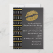 Black White & Gold Faux Shimmer Lips Kiss Party Kaart (Voorkant)