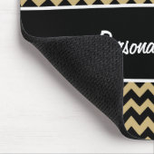 Black White Gold Fleur de Lis Chevron Stripes Muismat (Hoek)