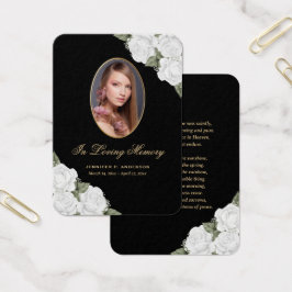 Black White Gold Floral Funeral Prayer Kaart