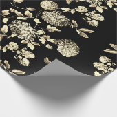 Black White Gold Floral Toile Cadeaupapier (Hoek)