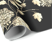 Black White Gold Floral Toile Cadeaupapier (Rol Hoek)