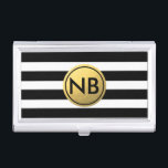 Black White Gold Foil Cirkel Business Card Holder Visitekaarthouder<br><div class="desc">Black White Gold Foil Circle Business Card Holder. Pas aan met om het even welke tekst of verlaat het leeg.</div>
