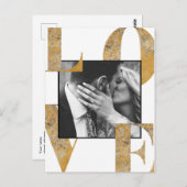 Black White Gold Foil Foto Save the Date Briefkaar Briefkaart (Voorkant / Achterkant)
