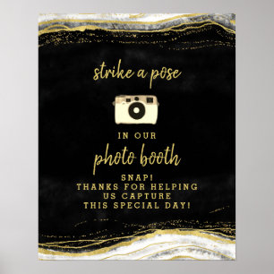 Black White & Gold Geode Photo Booth Weddenschap Poster