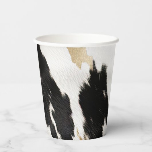 Black White Gold Glam Koeienhuid Zuidwest Verjaard Papieren Bekers (Achterkant)