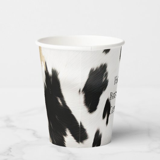 Black White Gold Glam Koeienhuid Zuidwest Verjaard Papieren Bekers (Rechts)