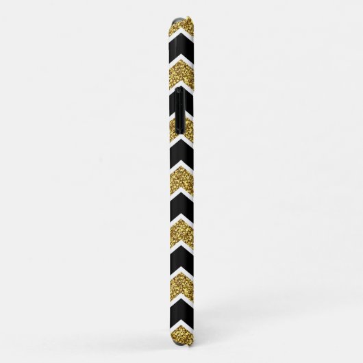 Black White Gold Glitter Chevron Pattern Case-Mate iPhone Case (Achterkant/rechts)