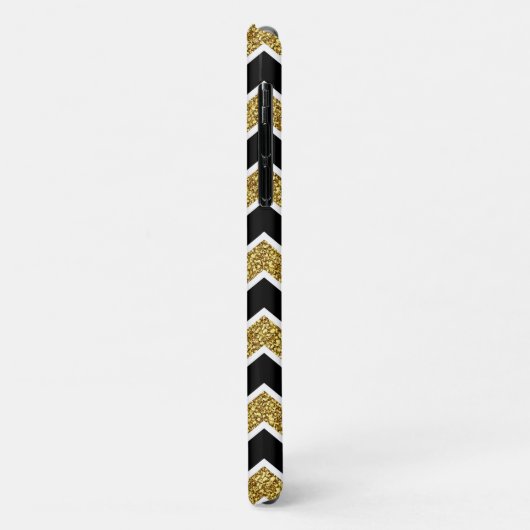 Black White Gold Glitter Chevron Pattern Case-Mate iPhone Case (Achterkant/links)