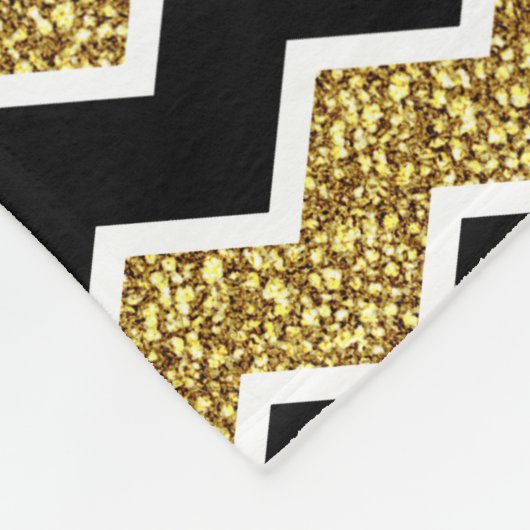 Black White Gold Glitter Chevron Pattern Fleece Deken (Hoek)