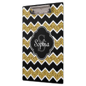 Black White Gold Glitter Chevron Pattern Klembord (Links)
