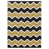 Black White Gold Glitter Chevron Pattern Klembord (Achterkant)