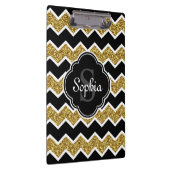 Black White Gold Glitter Chevron Pattern Klembord (Rechts)