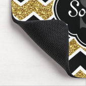 Black White Gold Glitter Chevron Pattern Muismat (Hoek)