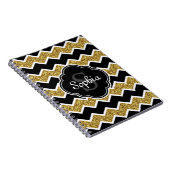 Black White Gold Glitter Chevron Pattern Notitieboek (Rechterzijde)