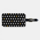 Black White Gold Heart Pattern met aangepaste naam Bagagelabel (Achterkant horizontaal)