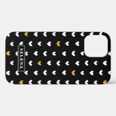Black White Gold Heart Pattern met aangepaste naam Case-Mate iPhone Case (Achterkant (horizontaal))