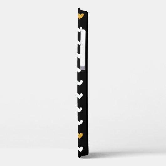 Black White Gold Heart Pattern met aangepaste naam Case-Mate iPhone Case (Achterkant / Links)