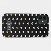 Black White Gold Heart Pattern met aangepaste naam Case-Mate iPhone Case (Achterkant (horizontaal))